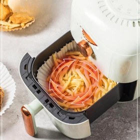 Resim Datatek 50 Adet 20 cm Air Fryer Pişirme Kağıdı Tek Kullanımlık Yağ Geçirmez Yuvarlak Tabak Model Pvc 