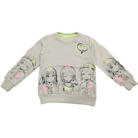 Resim İrem Kız Çocuk Önü Ve Kolları Resim Desenli Şardonlu Bej Renk Sweatshirt 