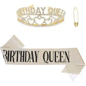 Resim Doğum Günü Kraliçe Kuşak Taç Saç Altın Parti Aksesuarı Doğum Günü Diğer 