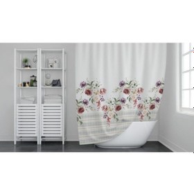 Resim Günce Banyo Duş Perdesi 11237 Gül Çift Kanat 2X100X200Cm Çok Renkli 