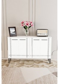 Resim Rio Metal Ayak Dekoratif Modern Konsol Beyaz 