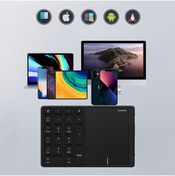 Resim Zilvana Touchpad’li Sayısal Klavye – Bluetooth + 2.4G – Sessiz, Ergonomik ve Şarjlı 