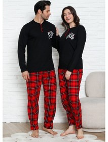 Resim Enisena Erkek Pijama Takımı - Ekose Altlı- Eş Versiyonlu -12580 Siyah 