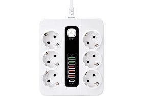 Resim HP-H04 3000W 10AMPER 6’lı 2metre Uzatma Kablolu Çoklu Termal Akım Priz - Lisinya 