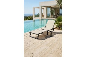 Resim Missidea Alüminyum Katlanır ve Taşınır Şezlong Antrasit+Latte 