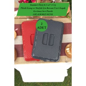 Resim Plastik Dikdörtgen Borcam Kapağı Kamp Piknik Için Gıda Koruma Kapağı Gri-Kırmızı Renk 