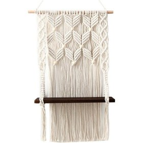 Resim Suntek Makrome El Yapımı Boho Püskül Goblen Duvar Kahverengi 