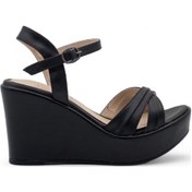 Resim Lameira Düz Dolgu Topuk Çapraz Kadın Sandalet Siyah 