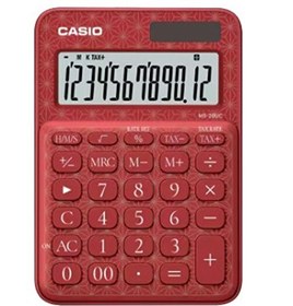 Resim Casio MS-20UC-JRD 12 Hane Kırmızı Desenli Masa Üstü Hesap Makinesi 