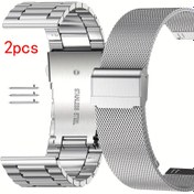 Resim 2 adet Akıllı Saat Kayışı, 22mm Paslanmaz Çelik Milanese Kayış, SamSung & Huawei & Garmin & Huami & Xiaomi & Fossil & Honor Akıllı Saatler için Uygun, Erkek ve Kadın Metal Bileklik 