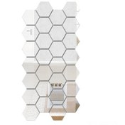 Resim Neevoyu Gümüş Renkli Akrilik Ayna düvar Sticker, 4.6x4.6 Cm Küçük Altıgen Kare, Oturma Odası/entrance Dekorasyon, 12 Adet Set 