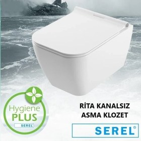 Resim Serel Rita Kanalsız Asma Klozet (RT26) + Zenith Slim Yavaş Kapanan Kapak 2'li Set 