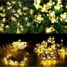 Resim Chermik Çiçek Desenli 30 Led li Solar Bahçe Lambası Güneş Enerjili 2 Fonksiyonlu Bahçe Led 