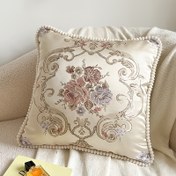 Resim Şık Çiçekli Şakayık Desenli Yastık Kılıfı - Modern Avrupa Tarzı, %100 Polyester Fermuarlı, Makinede Yıkanabilir - Oturma Odası & Yatak Odası Dekoru İçin İdeal 