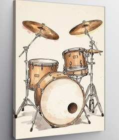 Resim Kanvas Tablo Klasik Akustik Davul Seti, 50 x 70 