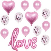 Resim Homyl Aşk Mektubu Folyo Balon Şişme Balonlar Sevgililer Günü PEMBE 