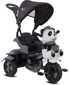 Resim Babyhope 127 Panda Ebeveyn Kontrollü, Üç Tekerlekli, Müzikli Bisiklet Gri 