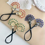 Resim Rhinestone Aksesuarlı Şık Alaşım Saç Takanlar - Tavus Kuşu Tasarımı Saç Halkası Kadınlar İçin - Kolay Topuz Saç Modelleri İçin Şık Saç Aksesuarı - 14+ Yaş İçin Uygundur (Tek Parça) 