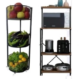 Resim Piramit Dekor 3 Katlı Metal Sebzelik Portatif Sebze Meyve Bakliyat Sepet Imalattan Satışa 