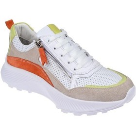 Resim Pullman Hakiki Deri Yanı Fermuarlı Kadın Spor Ayakkabı Plm-34601 Beyaz Oranj-beyaz Oranj Beyaz - Turuncu 
