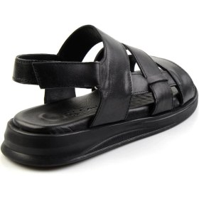 Resim Bambi Siyah Leather Erkek Sandalet E05433501043 