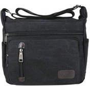 Resim Mufunye Erkek Günlük Erkek Çantası Kanvas Çanta Tek Omuzlu Postacı Çantası Yatay Bölmeli İş Çantası Basit Günlük Çanta Siyah Ul Siyah 