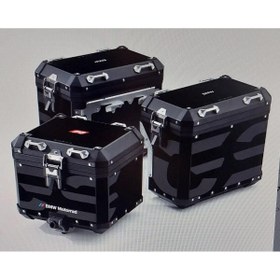 Resim Motiker Bmw Alüminyum Gs Desen Orta Ve Yan Çanta (TOP AND SİDE FULL CASE) 2006-2013 Mat Siyah Kaplama 