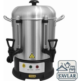 Resim Paslanmaz Çelik Çay Otomatı, Çift Musluklu, Endüstriyel Semaver, 120 Bardak 