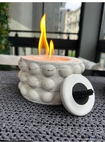 Resim Gri Masaüstü Bioetanol Şömine Beton Gövdeli Söndürücü Kapaklı 