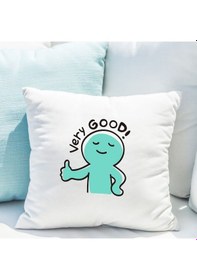 Resim Very Good Yazılı Sevimli Karakter Tasarımlı Dekoratif Yastık Kılıfı Eğlenceli Baskı, İçi Boş Çok Renkli 