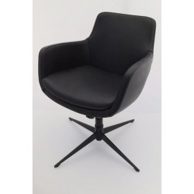 Resim Bintaş Mobilya Bulut Siyah Deri Rahat Küçük Otel Koltuğu 