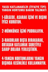 Resim İzmir Serigrafi Yassı Katlanabilir Hortumlu Yangın Dolabı Bakım Talimatı Galvaniz Uyarı Levhası 25 X 35 Cm 