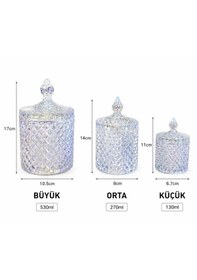 Resim Rova Tr Diamond Serisi 3 Adet Cam Titanyum Kaplama Dekoratif Kavanoz - Şekerlik ,hediyelik, Çeyizlik Şeffaf 