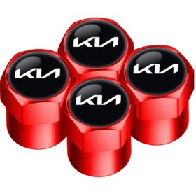 Resim İKTUNING KIA LOGOLU ALÜMİNYUM KAPLAMA 4 ADET SİBOP KAPAK (KIRMIZI) 