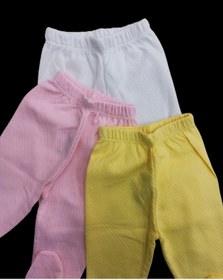 Resim özdemirli bebe Bebek Patikli Alt Hava Alır Kumaş Düz Renk (3 Lü Paket Beyaz-sarı-pembe) 