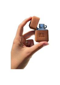 Resim Deri Kılıflı Zippo Model Çakmak Çakmak 5685 Ahşap 