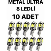 Resim Sisa T10 LED Metal Ultra W5W 8 Ledli Beyaz Park Tavan Plaka Ampülü 1 TAKIM 