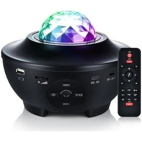 Resim Yulong Projektör Yıldız Gece Lambası Disko Topu Bluetooth Bej 16renk Şarj Edilebilir 