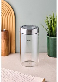 Resim Cassetto 1250 Ml Paslanmaz Çelik Kapaklı Borosilikat Cam Kavanoz 10x20 Cm Seffaf Şeffaf 
