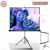 Resim Codegen TX-18 180x180 CM Siyah Arka Fonlu Tripod Ayaklı Taşınabilir Manuel Projeksiyon Perdesi 