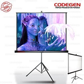 Resim Codegen TX-18 180x180 CM Siyah Arka Fonlu Tripod Ayaklı Taşınabilir Manuel Projeksiyon Perdesi 