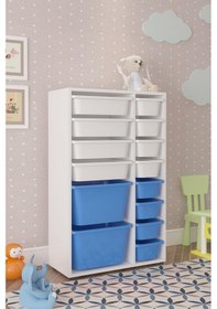 Resim Pratico Çok Amaçlı Oyuncak Dolabı Mavi Beyaz 2D4K8U Beyaz - Mavi 