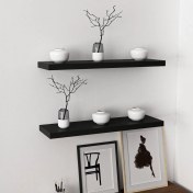 Resim Minar Gizli Tutuculu 2'li Duvar Rafı 80 cm - M.siyah 
