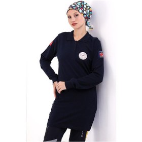 Resim 112 Acil Sağlık Yakalı Tshirt Tunik Baskılı - Lacivert-12768 Lacivert 