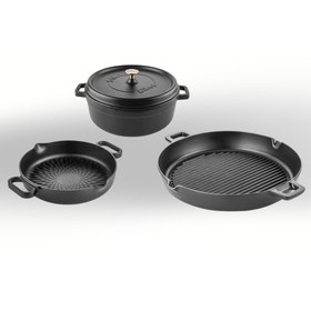 Resim Silver Blackline 4 Parça Demir Döküm Tencere Seti 