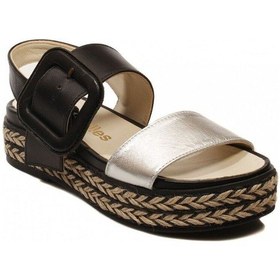 Resim Espadrilles Pash.siyah Gri Deri Dolgu Topuklu Sandalet Kadın Ayakkabı Siyah 