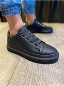 Resim KN Fashion Mp521 St Bağcıksız Lastikli 3 Bantlı Ortopedik Yüksek/kalın Taban Erkek Sneaker Siyah 