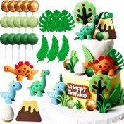Resim LaVenty Lüks 3D Dinozor Kek Süsleri Seti, Reçine Dino Kek Süsleri, Yeşil Rex ve 2 Mini Dinozor, Elektrik Gerektirmez, Doğum Günü ve Cinsiyet Vurgu Partisi Malzemeleri için Mükemmel 
