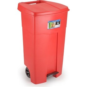 Resim Bora Plastik Pedallı Çöp Kovası 125 Lt. Kırmızı 