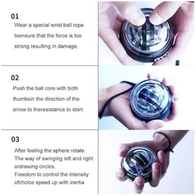 Resim Siyah Led Bilek Güç El Topu Kendiliğinden Başlayan Gyro Topu Powerball Kol El Kas Gücü Eğitmen Egzersiz Ekipmanları Güçlendirici 